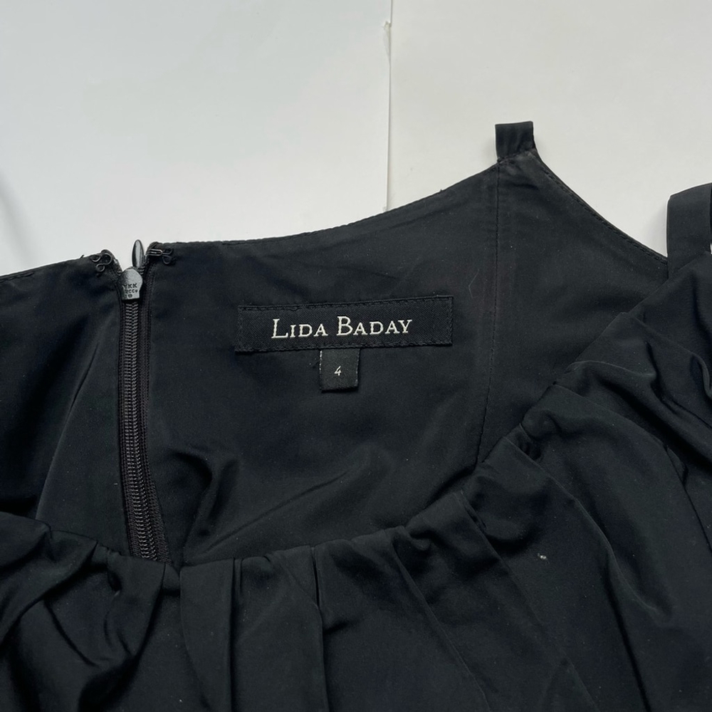 Lida Baday Black Taffeta Dress – Size 4 - Picture 5 of 8